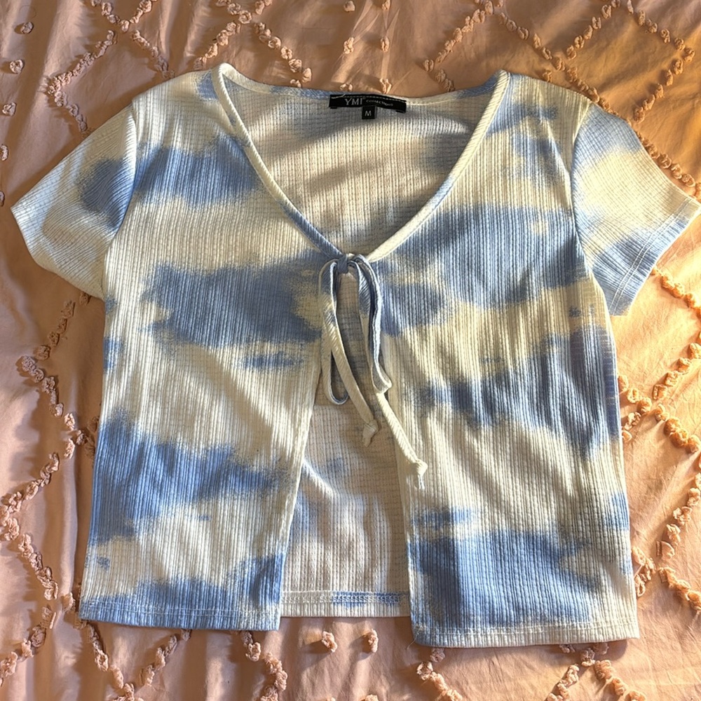$7• cloudy blue and white YMI Collections cardigan